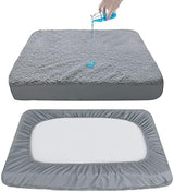 Dog Bed Covers Soft Plush Replacement Washable, Waterproof Dog Bed Liner Grey, Pet Bed Cover 36x27 Inches, for Dog/Cat, Cover Only