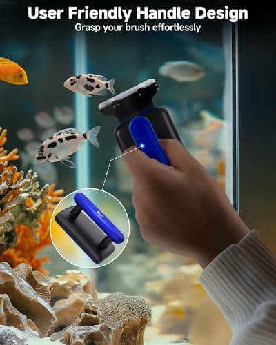 AQQA Magnetic Aquarium Fish Tank Glass Cleaner, Dual-Blades Algae Scraper Glass Cleaner Scrubber, Double Side Floating Aquarium Magnetic Brush for 0.2-0.4 Inch Thick Glass Aquariums Tank (M)