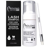 Eyelash Extension Shampoo & Brush - Large 100ml Bottle - Gentle Foaming Cleanser Lash Wash for Extensions and Natural Lashes - Safe Daily Makeup Remover - Paraben & Sulphate Free - Salon & Home Use