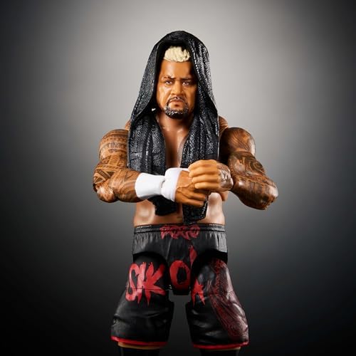 Mattel WWE Ultimate Edition Action Figure & Accessories, 6-inch Solo Sikoa Collectible Set, Swappable Heads & Hands, 30 Articulation Points