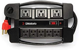 D'Addario Accessories Tour-Grade Power Base - Base Protector - Stage Power Strip with 6 ft Cable - 5 Standard and 3 Transformer- Guitar Amp Outlet - Music Surge Protector with Indicator Light