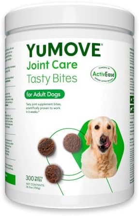 Dog Joint Supplement, Hip and Joint Supplement for Dogs with Glucosamine, Hyaluronic Acid, and Green Lipped Mussel and Omegas, Relief for Dog Hip and Joint Aches and Stiffness, by YuMOVE - 300 Bites