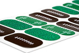 TOUGH GIRLS | 20 Exquisite Gel Nail Polish Strips w/Application Accessories - No UV/LED Lamp Required (Football & Green Glitter)