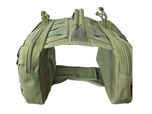 ZEUS URBAN Tactical Dog Backpack Harness – Large, Army Green, 2 Ample Side Pockets | Water Resistant Saddle Bags for Hiking & Camping, Sturdy Vest Fits Medium & Large Dogs
