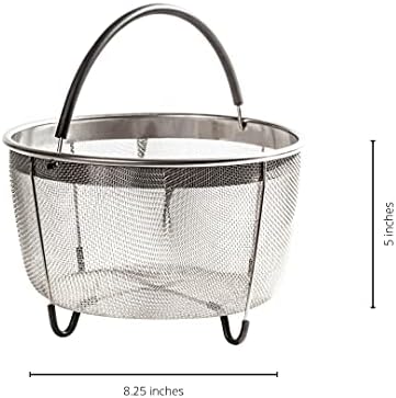 Instant Pot Accessories Steamer Mesh Basket Stainless steel Good for cooking, boiling and frying Eggs, Vagetables and pasta, Fits a 6 quart pressure cooker (6 QT)