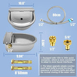 Automatic Animal Drinking Water Bowl with Float Valve, 304 Stainless Steel Kit Includes Bowl, Pipe, 2 Valves, Quick Connector Adapter and Countersunk Bolts. (Auto-Filling)