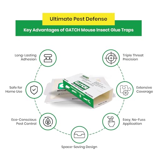GATCH Mouse & Insect Glue Boards, 72pk Sticky Mouse Traps Indoor for Home, Pre-Baited Glue Traps for Mice Rodent Rat Bugs Cockroach, Non-Toxic Adhesive Roach Traps Indoor, House Pet Safe Pest Control
