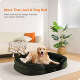 Dwanton Orthopedic Dog Bed for Large Dogs, Waterproof Dog Sofa with Egg Foam Support, Washable Pet Bed with Four Sided Bolster Cushion, with Removable Cover & Non-Slip Bottom, 42 Inches, Green