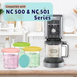 Ninja Star Creami Pints and Lids - 4 pack of 24 oz with accessories - Creami Deluxe Pints Compatible with NC500 Series Ice Cream Maker | Assorted Colors, BPA-Free