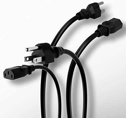 Elecan 3-Prong Replacement Power Cord 25 Ft, Heatproof Flexible Durable AC Device Power Cable for Appliance, Computer, TV, Monitor, Printer, ETL Listed 18AWG 125V 10A, with Ties