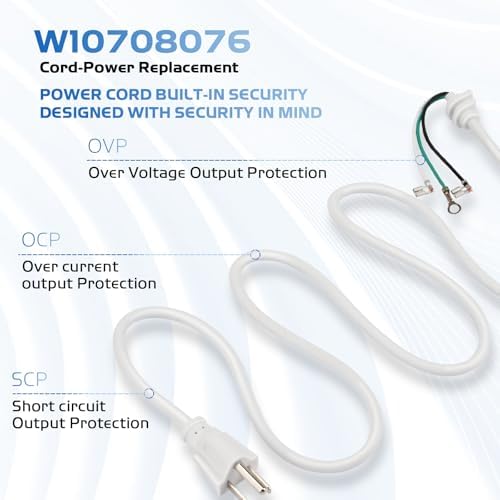 Mixer Cord Power 9701025 for KitchenAid Stand Mixer Replacement (White),3.9ft Cord-Power Fits Various KitchenAid Models
