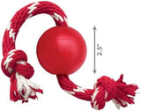KONG Ball with Rope - Durable Fetch Toy with Rope for Easy Throwing - For Tug, Playtime & More - Natural Rubber - Red - For Small Dogs