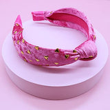 FROG SAC Pink Heart Headband for Girls, Studded Knotted Valentines Day Headbands for Kids, Cute Stud Knot Vday Head Bands, Little Girl Velvet Hair Accessories, Fashion Hair Bands for Children