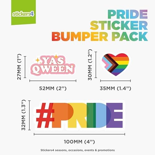 24 x Gay Pride Stickers Bulk - Pride Flag Stickers - Pride Stickers for Water Bottles - Gay Pride Laptop Stickers - Pride Merch and Gay Pride Accessories - LGBT Stickers