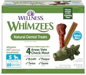 Wellness WHIMZEES Value Box Dog Dental Treats, Natural Chews, Small Size, (89 Count)