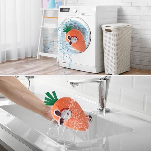 Interactive Hide and Seek Squeaky Dog Plush Toy, Rabbit and Carrot, Orange and White, 5-Pack