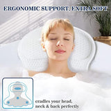 Bath Pillow Bathtub Pillow, Luxury Bath Pillows for Tub Neck and Back Support, Bath Tub Pillow Headrest with Soft 4D Mesh Fabric and Non-Slip Suction Cups, Relaxing Bath Accessories Spa Gifts