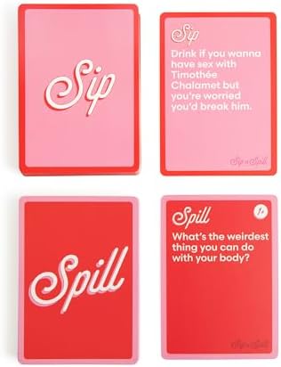 WHAT DO YOU MEME? Sip or Spill — The Girl's Night Party Game, Perfect for Galentines Day Games, or Valentines Friendship Gifts for Women, and Bachelorette Party Favors by Relatable