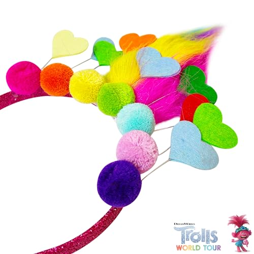 LUV HER Kids' Trolls World Tour Headband with Wig for Girls - Costume Accessories