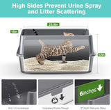 2PACK Stainless Steel Cat Litter Box with High Sides Lid, Extra Large XL Litter Box for Big Cats,Open Top Metal Kitty Litter Boxes with Anti-Leakage Enclosure,Non-Stick,Odorless,Scoop Included