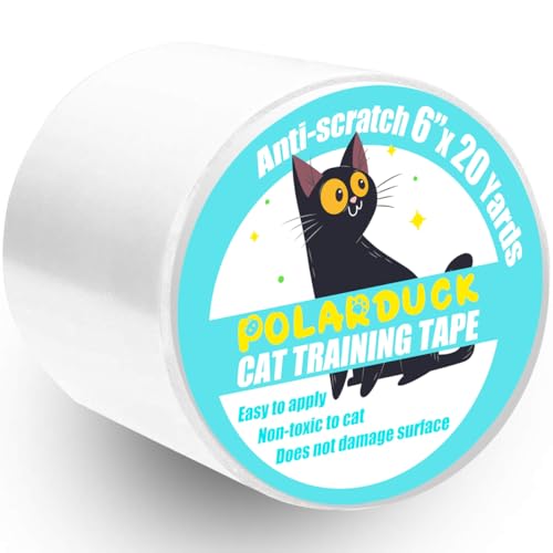 Anti Cat Scratch Tape: 6 inches x 20 Yards Cat Training Tape 100% Transparent Clear Double Sided Cat Scratch Deterrent Tape Furniture Protector for Couch, Carpet, Doors, Pet & Kid Safe