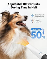 oneisall Dog Vacuum & Dryer for Shedding Grooming, 8 in 1 Dog Grooming Kit with Metal Blades Pet Clippers, Adjustable Speed and Temperature Control Dog Blower