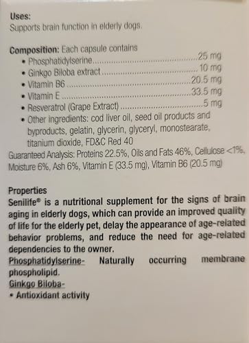 SEGMINISMART CEVA Animal Health D59010B Senilife Nutritional Supplement for Elderly Dogs- 30 capsules/ box