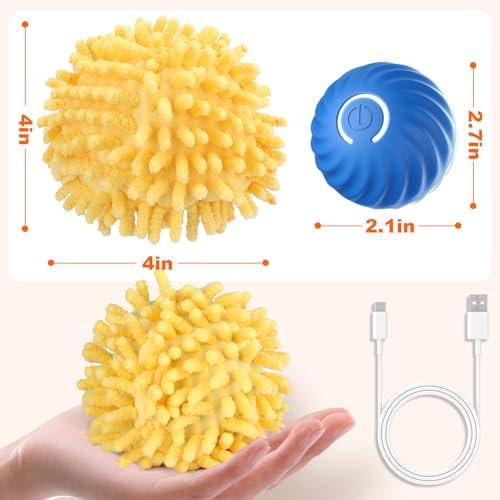 BABORUI Small Dog Toys - Interactive Ball with Cover, Keeps Puppies Busy - Electric Rolling Ball for Small/Medium Dogs (Blue)