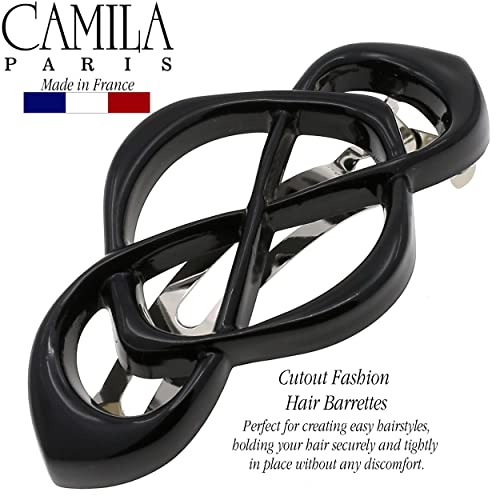 Camila Paris CP2437 French Hair Barrettes for Women Thick Hair, Hair Clip Black, Strong Hold Grip Barrette Hair Clips for Women, No Slip Styling Hair Accessories for Women, Made in France