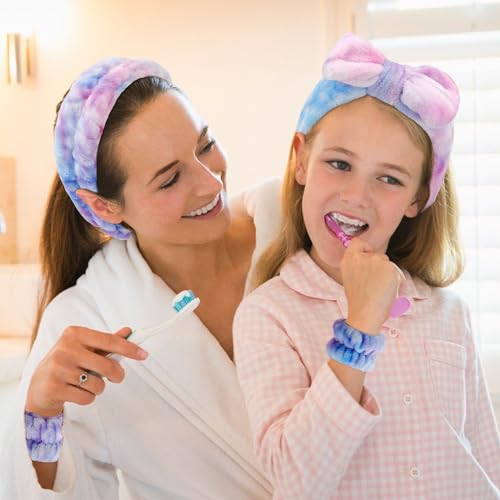 Chanaco Face Wash Headband 12Pcs Spa Headband and Wrist Bands for Washing Face Puffy Fuzzy Skincare Headbands for Women Teen Girl Gifts Trendy Stuff Hair Accessories for Women Girls