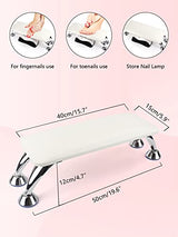 Big Arm Rest for Nails Cushion, Microfiber Leather Hand Rest for Nails Tech, Hand Rest Pillow for Nails Toenails, Detachable Nail Art Accessories Tool for Nails Tech (White)