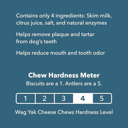 Amazon Brand - Wag Yak Cheese Dog Chews, for Large Size Dogs, 35-55 lbs, 3 Count, 9.9 oz