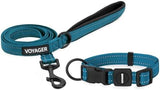 Voyager Reflective Dog Leash Collar Set with Neoprene Handle Supports Small, Medium, and Large Breed Puppies, Cute and Heavy Duty for Walking, Running, and Training - Turquoise, S