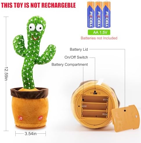 Ayeboovi Dancing Talking Cactus Baby Toy, Mimicking Recording Cactus Toy Repeats What You Say, Singing 120 Songs Toddler Toys Gifts for Birthday Pranks for Kids Autism Toys for 3 4 5 6+ Year Olds