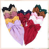 MRJ 6 Pcs Silky Satin Hair Bows Big Hair Ribbons for Women Large Hair Clips for Girls Hair Accessories Barrettes Metal Clips Bowknot Aesthetic