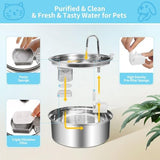 16 Set Triple Action Dog/Cat Fountain Filters - Stainless Steel, Replacement for 7L/230oz/1.8G Fountain