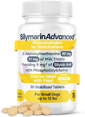 Liver Health Supplement for Small Dogs - Milk Thistle for Dogs Liver Support with S-Adenosylmethionine (Same) & Silybin - 30 Tablets