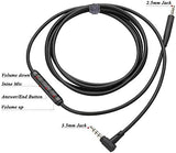 Replacement Aux Extension Cable Cord Wire,for Bose QuietComfort QC25 QC35 Sound Link SoundTrue On Ear Headphones with in Line Mic Volume Control (Black)