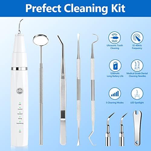 Dog Plaque Remover for Teeth，Pet Ultrasonic Tooth Cleaner，Teeth Cleaning Kit -Tartar Remover for Teeth Stains for Dogs and Cats (White)