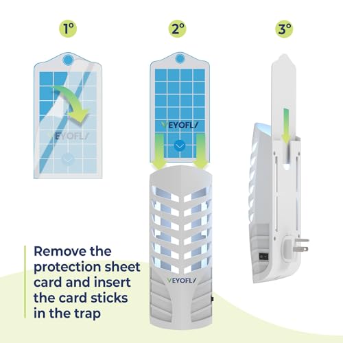 VEYOFLY Refill Flying Insect Trap, Glue Board Insect Catcher, Indoor Fly Trap, Indoor Flea Trap, Safer Home, Indoor Mosquito & Fruit Fly Trap (Refill 15 Pack)