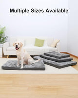 Dog Bed for Crate Washable Extra Large Dog Bed Plush Dog Kennel Pad Pet Sleeping Mat with Anti-Slip Bottom, 47x29 Inch, Grey