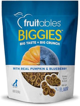 Fruitables Biggies Dog Biscuits – Crunchy Dog Biscuits Made with Pumpkin – Healthy Dog Treats Packed with Real Fruit Flavor – Free of Wheat, Corn and Soy – Pumpkin & Blueberry – 16 oz