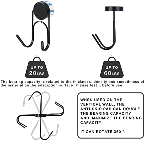 Magnetic Hooks 304 Stainless Steel Hooks Heavy Duty Magnets Hanging Hooks for Refrigerator Grill Toolbox Cabins Outdoor,Cruise Essentials Camper Accessories,4pack(Black,1.3in-2-)