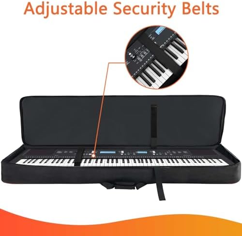 SNIGJAT 76 Key Keyboard Case Soft (Interior: 48.4"x 18"x6.1"), Padded Piano Case with Handle and Adjustable Shoulder Straps, Keyboard Gig Bag with 3 Pockets for Instrument Parts and Accessories