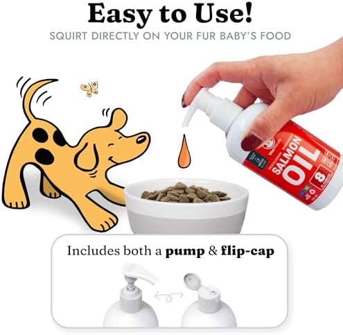 Salmon Oil for Dogs & Cats - Healthy Skin & Coat, Fish Oil, Omega 3 EPA DHA, Liquid Food Supplement for Pets, All Natural, Supports Joint & Bone Health, Natural Allergy & Inflammation Defense, 8 oz