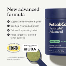 Load image into Gallery viewer, PetLab Co. ProBright Advanced Dental Powder - Dog Breath Freshener - Teeth Cleaning Made Easy – Targets Tartar &amp; Bad Breath - Packaging May Vary - Formulated for Large Dogs
