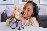 Barbie Fashionistas Doll #194 with Wheelchair & Ramp, Straight Blonde Hair & Rainbow Romper with Accessories