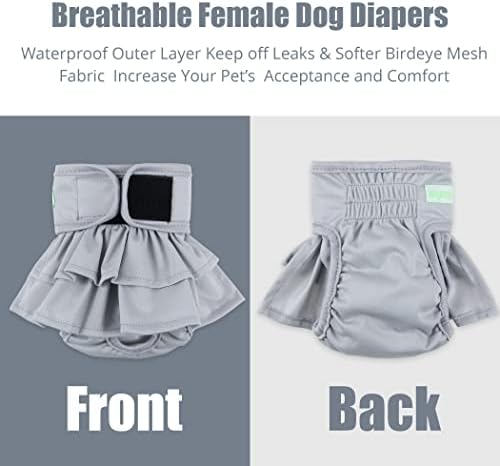 wegreeco Dog Diapers Female (3 Pack), Highly Absorbent Puppy Doggie Dog Diapers for Female Dogs Period, Washable Doggy Female Dog Diapers for Dogs in Heat, Small Medium Large Size (Morandi, Medium)