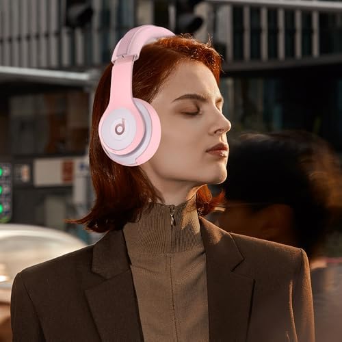 【3 in 1】 Silicone Case for Beats Solo 4 Headphones, Protective Silicone Covers for Beats Solo 4 Shell/Ear Pad/Headband Cover, Accessories Silicone Skin Protector for Beats Solo 4 - Pink