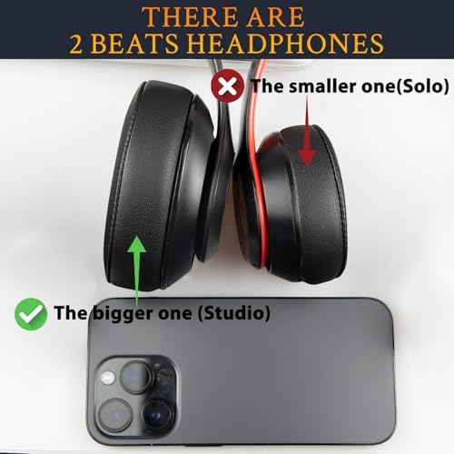 SoloWIT Replacement Ear Pads Cushions for Beats Studio 2 & Studio 3 Wired & Wireless Headphones, Earpads with Soft Protein Leather, Noise Isolation Memory Foam, Added Thickness - Sand